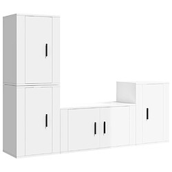 Maison Chic Ensemble de meubles TV 4 pcs pour salon - Blanc brillant Bois d'ingénierie -MN75324