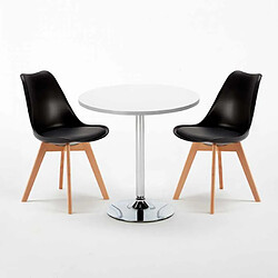 Avis Ahd Amazing Home Design Table blanche ronde 70x70cm 2 chaises colorées d'intérieur bar café Nordica Long Island