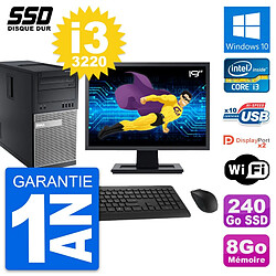 PC Tour Dell OptiPlex 9010 Ecran 19" i3-3220 RAM 8Go SSD 240Go Windows 10 Wifi · Occasion 