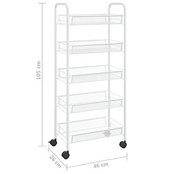 Maison Chic Desserte de cuisine à 5 niveaux | Chariot de cuisine | Meuble de rangement roulant Blanc 46x26x105 cm Fer -GKD97057 pas cher