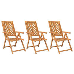 Maison Chic Lot de 3 Chaises de jardin inclinables,Fauteuil d'extérieur bois massif d'acacia -MN21245