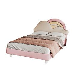 ComfortXL Lit Pour Enfants Et Adultes Avec Une Tête De Lit Nuage Arc-en-ciel - Rose 