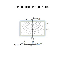 Kiamami Valentina PLATEAU DE DOUCHE RECTANGULAIRE EN CERAMIQUE 70x120 H6 NON-SLIP | MALTA