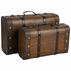 Jeu de valises Alexandra House Living Marron PVC Bois Métal Vintage 30 x 16 x 45 cm 38 x 24 x 13,5 cm Décoratif 2 Pièces 