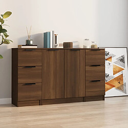 Maison Chic Lot de 3 Commode Buffet - Meuble de rangements Chêne marron Bois d'ingénierie -GKD29945