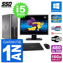 PC HP Compaq 6200 Pro SFF Ecran 19" i5-2400 RAM 16Go SSD 480Go Windows 10 Wifi · Occasion 