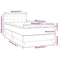 Acheter vidaXL Sommier à lattes de lit avec matelas LED Taupe 90x190 cm Tissu