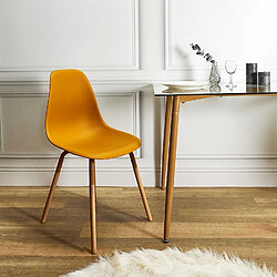 Toilinux Lot de 4 Chaises scandinave Phenix en polypropylène et métal - Jaune Moutarde