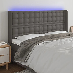 Maison Chic Tête de lit scandinave à LED,meuble de chambre Gris 163x16x118/128 cm Similicuir -MN47851