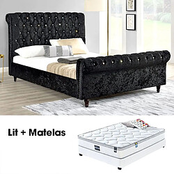 Meubler Design Ensemble Matelas Sommier 140 Kapaldi Noir