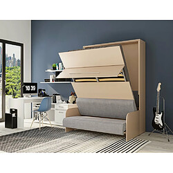 Inside 75 Armoire lit escamotable SOFA AUTOMATICA 140 cm taupe MECANIQUE SEDAC MERAL pas cher