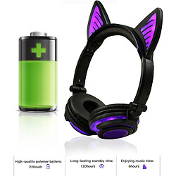 Acheter Universal Cadeau d'anniversaire Casque Bluetooth sans fil pliable oreille de chat clignotant Casque pour enfants Casque de jeu avec lumière LED |