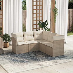 vidaXL Salon de jardin avec coussins 5 pcs beige résine tressée 