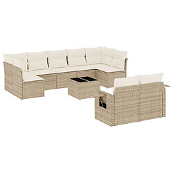 Maison Chic Salon de jardin avec coussins 10 pcs | Ensemble de Table et chaises | Mobilier d'Extérieur beige résine tressée -GKD51663