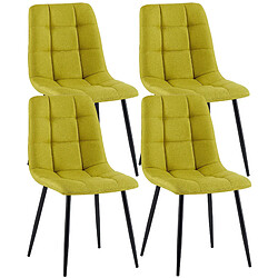 Decoshop26 Lot de 4 chaises de salle à manger en tissu vert pieds métal noir design moderne et confortable CDS10412