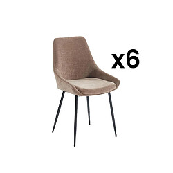 Vente-Unique Lot de 6 chaises en tissu et métal noir - Taupe - MASURIE