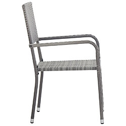 Avis vidaXL Chaise à dîner de jardin empilable lot de 6 gris résine tressée