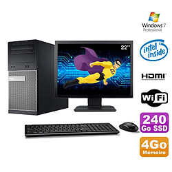 Lot PC Tour DELL 3010 MT G2020 Graveur 4Go 240Go SSD HDMI Wifi W7 + Ecran 22" - Occasion