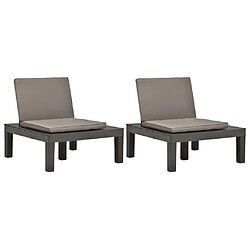 vidaXL Chaises de salon de jardin et coussins 2pc Plastique Anthracite