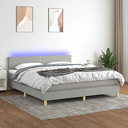 Sommier à lattes et matelas LED,Cadre à lattes de lit pour Adulte Gris clair 160x200 cm Tissu -MN69317