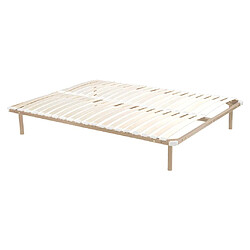 Vente-Unique Sommier cadre à lattes 140 x 190 cm - 2x19 lattes avec pied - Beige - KALISTA de YSMÉE