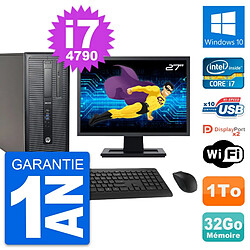 PC Tour HP 800 G1 Ecran 27" Intel i7-4790 RAM 32Go Disque 1To Windows 10 Wifi - Occasion