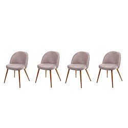 Decoshop26 Lot de 4 chaises de salle à manger tissu velours gris brun pieds en bois style rétro CDS04517 