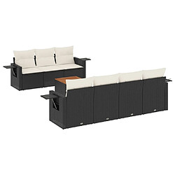 Maison Chic Ensemble Tables et chaises d'extérieur 8 pcs avec coussins,Salon de jardin noir résine tressée -GKD364956