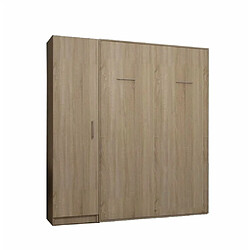 Inside 75 Composition armoire lit escamotable SMART-V2 chêne naturel Couchage 160 x 200 cm colonne armoire