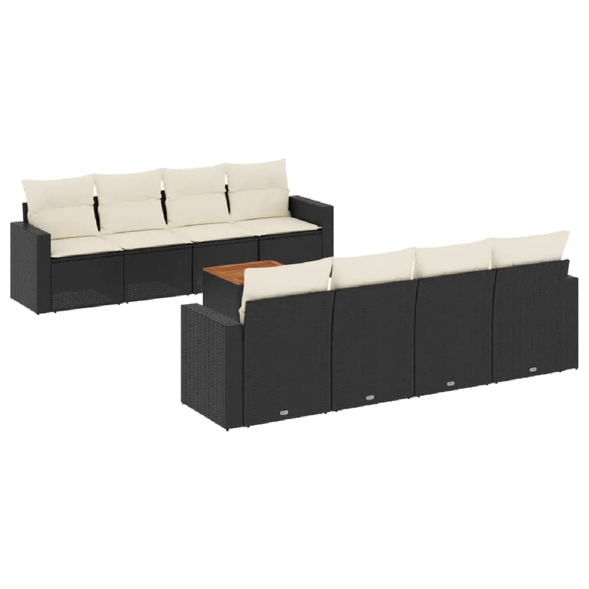 Maison Chic Ensemble Tables et chaises d'extérieur 9 pcs avec coussins,Salon de jardin noir résine tressée -GKD433689