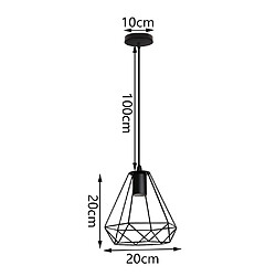 Stoex Lampe À Suspension Industrielle Vintage en Noir 20CM Lustre en Diamant en Métal Plafonnier Moderne Pour Hôtel, Cuisine, Ferme, Couloir pas cher