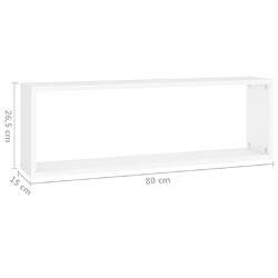 vidaXL Étagères cube murales 2pcs Blanc 80x15x26,5cm bois d'ingénierie pas cher