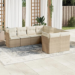 Maison Chic Salon de jardin avec coussins 8 pcs | Ensemble de Table et chaises | Mobilier d'Extérieur beige résine tressée -GKD31504