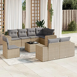 Maison Chic Salon de jardin avec coussins 9 pcs, Ensemble Tables et chaises de jardin, beige résine tressée -GKD230401