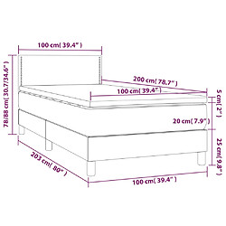 Acheter vidaXL Sommier à lattes de lit avec matelas LED Cappuccino 100x200 cm