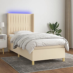 Sommier à lattes,Cadre à lattes de lit pour Adulte matelas et LED Crème 100x200 cm Tissu -MN75249