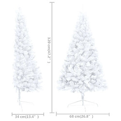 vidaXL Demi-arbre de Noël artificiel pré-éclairé et boules blanc 120cm pas cher