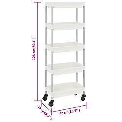 vidaXL Chariot de cuisine 5 niveaux Blanc 42x29x128 cm Fer et ABS pas cher