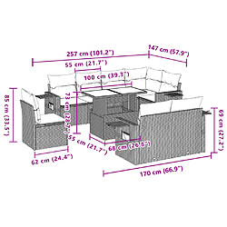 vidaXL Salon de jardin avec coussins 9 pcs beige résine tressée pas cher