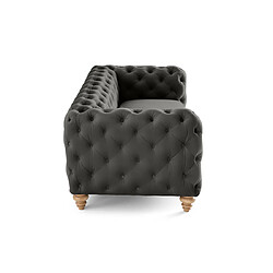 Lisa Design Walter - canapé 3 places chesterfield en velours - pieds bois