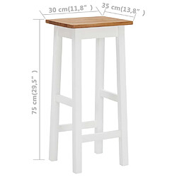 Acheter vidaXL Tabourets de bar lot de 2 bois de chêne solide