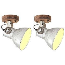 vidaXL Lampe murale industrielle/plafonnier 2 pcs Argenté 20x25 cm E27