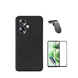 Jeu de films en verre trempé de la couverture 5D + Cas de silicone liquide + SuppOrt Magnétique L Voiture de conduite sécuritaire Phonecare pour Oppo A79 5G - le noir