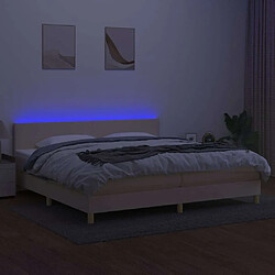 Acheter Maison Chic Lit adulte- Lit + matelas,Sommier à lattes de lit et matelas et LED Crème 200x200cm Tissu -GKD55001