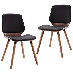 Maison Chic Lot de 2 Chaises à manger,Chaise pour cuisine,Solide Structure noir similicuir -MN14758