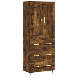 vidaXL Buffet haut Chêne fumé 69,5x34x180 cm Bois d'ingénierie