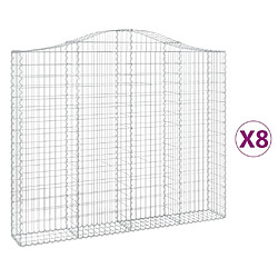 vidaXL Paniers à gabions arqués 8 pcs 200x30x160/180 cm Fer galvanisé