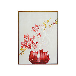 Cadre Romimex Blanc Rouge Toile Fleurs 60 x 80 x 4 cm 