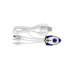 YELLO KOKO Câble 3 en 1 Andy USB-C/Micro-USB/Lightning vers USB-A 3A Fusée Format Porte-clé Blanc / Bleu 