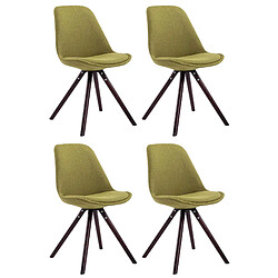 Decoshop26 4 chaises de salle à manger style scandinave en tissu vert pieds rond en bois marron CDS10343